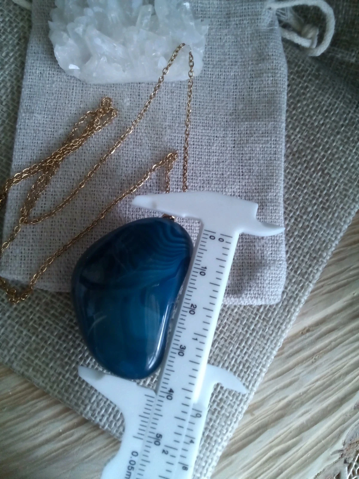 Colar com pingente de pedra natural de ágata azul – photo 2